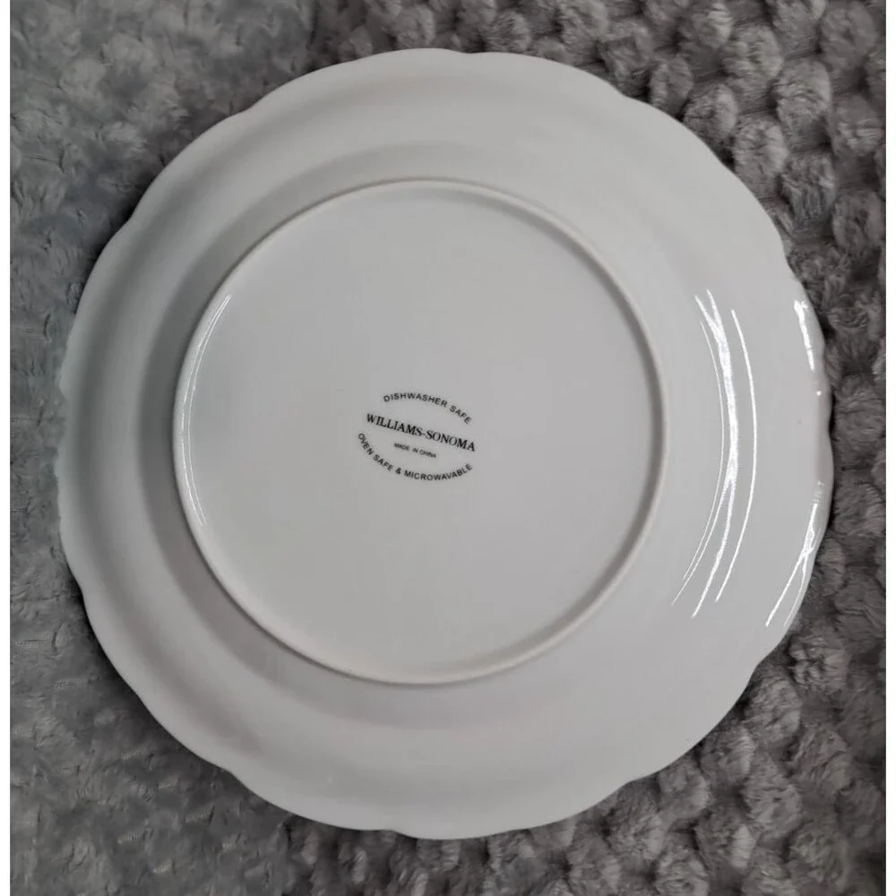 Set 4 Williams Sonoma Dinner Plates Acorn Turkey Thanksgiving Transferware 10.5